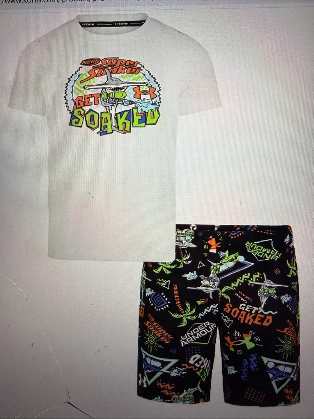 Boy’s Under Armour "Get Soaked" Tee and Boardshort Bathing Suit set size XL